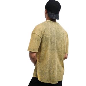 T-shirts vintage lavés pour hommes en coton lourd surdimensionné 100% coton blanc lavé à l'acide t-shirt à manches courtes pour hommes - Product Image 3