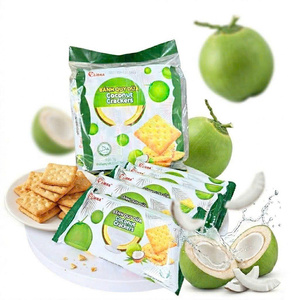 220g Coconut <b>Biscuit</b> Crackers Crispy Sweet Snack Sachet Bag ODM Vietnam Factory - Product Image 1