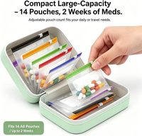 Estuche Impermeable Reutilizable para Pastillas con Cierre, 14 Compartimentos Codificados por Color, para Viajes, Almacenamiento de Vitaminas y Suplementos