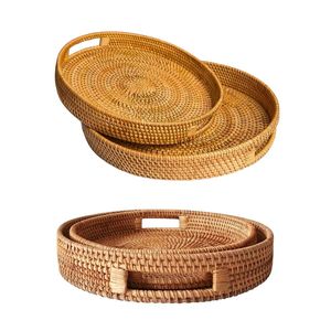 Wicker Rattan <b>Basket</b>/<b>Tray</b> Handmade Eco-Friendly Home Decor with Space-Saving Design for Multi-Purpose Use - Product Image 1