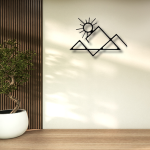 Décoration Murale Métallique Moderne Minimaliste Montagne et Soleil, Style Nordique, Art Géométrique Découpé au Laser, pour Salon et Décoration Intérieure - Product Image 3
