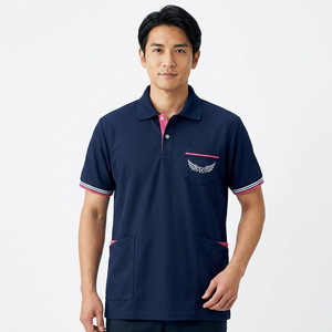Polo à manches courtes bleu marine pour homme avec logo brodé et poche, style décontracté - Product Image 3