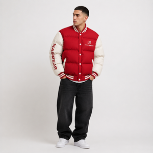 NASWEAR Men's Red <b>Bubble</b> Jacket Windproof Winter <b>Coat</b> Preppy Style Button Closure Regular Fit Thick Polyester <b>Bubble</b> Jacket - Product Image 6