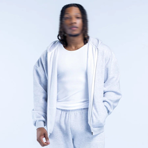 Custom Wholesale <b>Grey</b> Marl Zip Up Hoodie Oversized Unisex Fleece <b>Sweatshirt</b> Jacket OEM ODM Private Label Clothing Manufacturer - Product Image 2