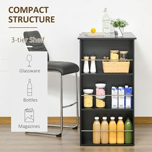 Tavolo da Bar Moderno Nero, Altezza Bancone, con 3 Ripiani Portaoggetti per Cucina, Sala da Pranzo, Soggiorno, Casa, Appartamento - Product Image 4