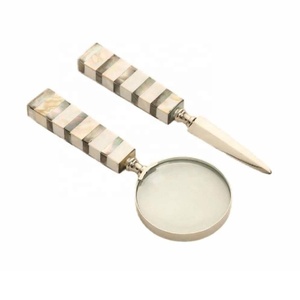 Loupe en métal de vente chaude avec poignée en os livre lecteur de journaux loupe Table Top loupe décorative - Product Image 5