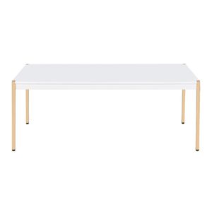 Tavolino da caffè rettangolare in legno bianco e oro - Product Image 1