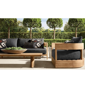 Silla de Jardín de Madera para Exteriores, Asiento Acolchado para Patio, Muebles de Sofá de Ratán Modernos para Balcón, Jardín, Playa - Product Image 5
