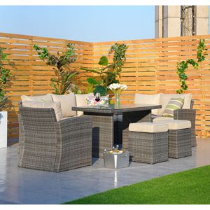 Set divano componibile in vimini da 7 pezzi con cuscini per giardino - Product Image 3