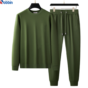 Conjunto Deportivo de Alto Rendimiento, Color Sólido, Cuello Redondo, Pantalones con Cordón, Manga Larga, Ropa de Hombre a la Moda - Product Image 2