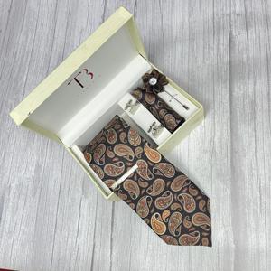 Luxury Paisley, <b>Tie</b> and Pocket Square <b>Set</b> for Men Silk Feel Printed Necktie | Hanky Combo Wedding Formal Wear | OEM India 2026 - Product Image 4