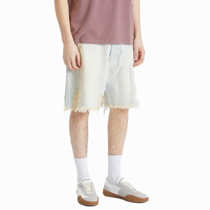 Men's Distressed <b>Denim</b> <b>Shorts</b> <b>Ripped</b> Straight Leg Mid Waist Casual Summer <b>White</b> Cotton Jorts - Product Image 3