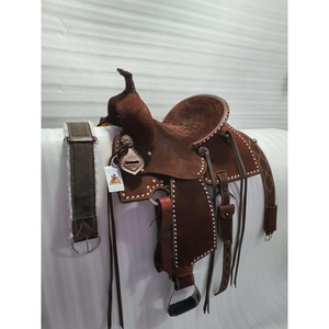 Silla de Montar Clásica de Cuero para Caballos, Silla de Montar Profesional, Diseño Occidental Personalizado con Asiento Acolchado Cómodo y Resistente - Product Image 4