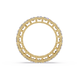 Anillo de eternidad completo de oro puro de 14 quilates con diamante cultivado en laboratorio de corte esmeralda, anillos apilables de boda y compromiso para mujer - Product Image 4