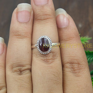 Anillo de granate rojo, anillo de plata de ley 925, anillo de piedra roja, anillo minimalista, joyería de granate, regalo de cumpleaños para esposa, novia, madre - Product Image 4