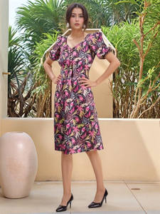 Vestido Midi para Niñas y Mujeres, de Gasa, Formal, Bordado, con Cordones, Cuello en V, Manga Abullonada, Holgado, para Fiesta de Verano 2026 - Product Image 2