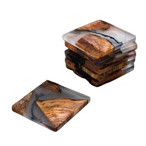 Custom <b>Wood</b> & Resin Drinks Mats <b>square</b> <b>Table</b> Coasters Mats Set Placemats Office <b>Coffee</b> Dining Party Custom Outdoor Wedding - Product Image 1
