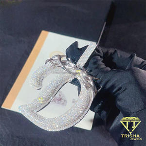 จี้เพชรแบบ Iced Out สำหรับผู้ชาย สร้อยคอจี้รูปตัวอักษร D สไตล์ฮิปฮอป เครื่องประดับหรูหรา - Product Image 2
