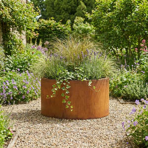 High Quality Design Round Rust Finish Metal Outdoor Planter Modern Industrial Style Freestanding Garden Container Planters - Product Image 3