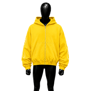 Maqueta de Sudadera con Capucha Amarilla de Alta Calidad, Vista Frontal, con Plantilla de Diseño de Ropa en Blanco, para Creación de Marca y Estilo Digital - Product Image 1