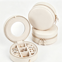Étui de voyage cylindrique haut de gamme pour bijoux avec fermeture éclair et fenêtre, pochette d'emballage personnalisée pour bijoux