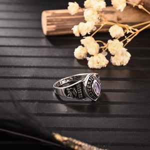 Anillo de Graduación Universitario Personalizado BOJ School Ring 042, Anillo de Colegio Secundario para Ella, con Piedra de Nacimiento, Plata 925, ¡Oferta! - Product Image 2