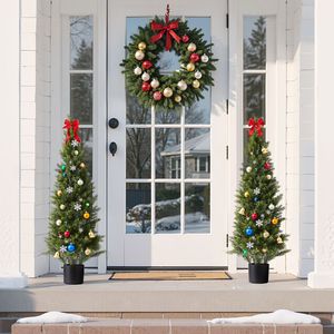 Set di 2 Alberi di Cedro Artificiali da 48 Pollici, Cespugli di Pino Finti di Facile Montaggio, Alberi in Seta Sintetica dall'Aspetto Realistico per Decorazioni Frontali - Product Image 5
