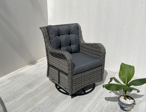 CR00069 Chaises pivotantes modernes en acier gris et rotin PE avec coussins imprimés couleur pour extérieur, salle à manger, cuisine, chambre et salon - Product Image 1