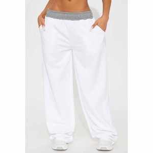 Women's 2 Piece Casual Set <b>White</b> <b>Cropped</b> Sweater <b>With</b> <b>Long</b> Pants Loose Fit Full <b>Sleeve</b> Crew Neck Solid Color Knitted Cotton - Product Image 4
