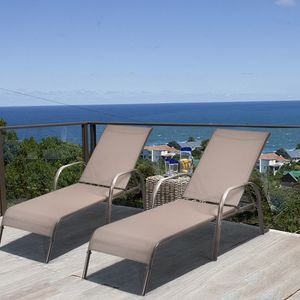 2 Sillones Reclinables de Patio para Exteriores con Reposabrazos Ajustables, Tumbonas de Tela - Product Image 6