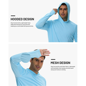 Men <b>Lightweight</b> UPF50+ UV Protection Embroidered Breathable Long Sleeve <b>Hoodie</b> for Outdoor Fishing Hiking Sports - Product Image 2