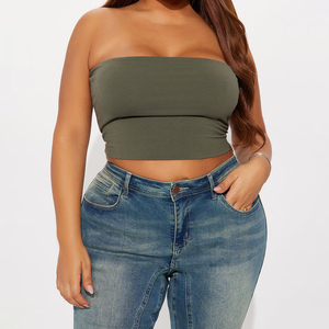 Manufacturer Oem Summer Women's Slim Fit Crop T-Shirt Custom Solid Pink Sexy <b>Strapless</b> 100% Cotton Knitted <b>Strapless</b> Tube <b>Top</b> - Product Image 4