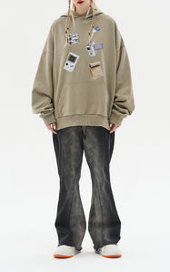 Sudadera unisex gruesa y pesada con capucha, estilo holgado, de felpa, con cremallera larga, verde, de algodón, para invierno, unisex, para trabajo, 100% bordada, mezcla de forro polar, ecológica. - Product Image 5