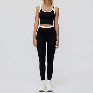 High Waist <b>Women</b> Yoga Set 2 Piece Crop Tank and <b>Leggings</b> Active Set Gym Workout Yoga Outfits for Yoga Exercise Training - Product Image 1