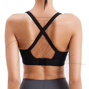Women Sports Bra Racerback Scoop Neck Solid Black Breathable Medium Support Fitness Activewear Seamless Design - Product Image 5