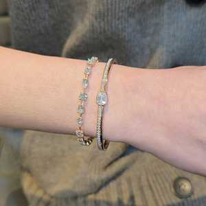 Diamond <b>Bangle</b> <b>Bracelets</b> 14K 18K Solid Gold Luxury Round Baguette Cuts Lab Grown Hinged Cuff Everyday Elegant Minimalist Jewelry - Product Image 2