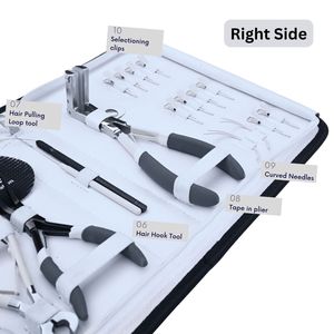 Kit d'outils pour extensions capillaires : pinces de coiffage, ciseaux, aiguille courbée, crochet de séparation, boucle de fil, coupe-bandes adhésives, pince à sertir - Product Image 3