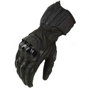 Guantes de Carreras de Dedo Completo de Cuero Negro con Paneles Blancos, Cierre de Gancho y Bucle, Correa de Muñeca Ajustable para Motocross - Product Image 5