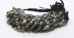 Labradorite naturelle facettée en forme de poire, taille briolette 10x14 mm, perles de labradorite à trou droit, 10 pouces, pour bijoux - Product Image 5