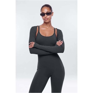 Combinaison de yoga sans couture à manches longues pour femme, col carré, legging longueur mollet - Product Image 2