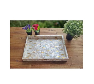 Eco-friendly Collection <b>MOP</b> Tray White Color Premium Elegant Mother of Pearl Serving Tray Customized Size With Sale - Product Image 5