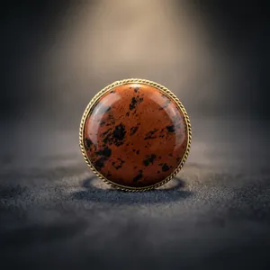 Marghony jasper Round Natural Stone Pendant <b>Necklace</b> Gold Plated Copper Alloy Bezel Setting Unisex Everyday Wearing - Product Image 5