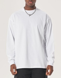 T-shirts pour hommes en coton 100% de qualité supérieure, coupe ample, manches longues, motif uni, basiques, personnalisables avec logo, vente en gros - Product Image 2
