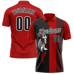 Wholesale Direct OMMIZ INDUSTRY Custom Red Black-White 3D <b>Bowling</b> Tattoos Performance Polo Shirt - Product Image 1