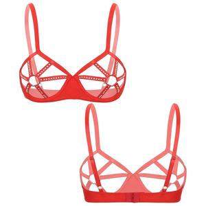 Sujetador con Aros Transparente para Mujer, Sujetadores Transparentes con Realce para Senos Grandes que Mostraran los Pezones, Top de Lencería Sexy - Product Image 1