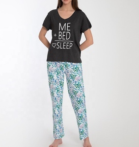 Printed Full-Length Women's <b>Pyjama</b> Set - Product Image 1