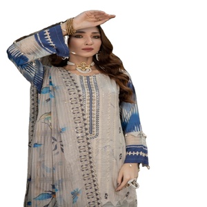 Trajes de viscosa paquistaníes de 3 piezas al por mayor de Dr Haris, ropa original de marca de mujer Kurti Indian & Pakistani - Product Image 1