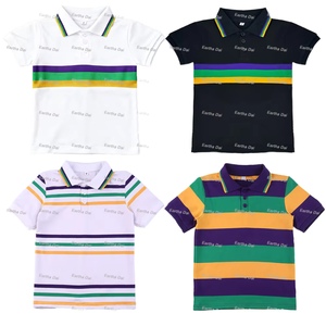 Polo de golf rayé pour garçon, 100 % coton, personnalisé, haute qualité, respirant, séchage rapide, tricoté, imprimé, écologique, été - Product Image 1