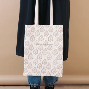 High Quality Cotton Hand <b>Block</b> Printed Tote Bag with Decorative Indian Floral Artwork for Daily Utility Printed Handbags - Product Image 5