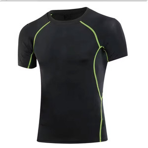 เสื้อรัดรูปแขนสั้นสำหรับผู้ชาย ขายดี ผลิตจากผ้าสแปนเด็กซ์โพลีเอสเตอร์ พิมพ์ลายแบบซับลิเมชั่น รับผลิตแบบ OEM - Product Image 2